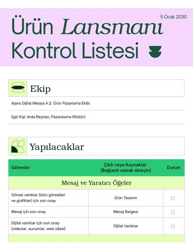 Dergi lansmanı için kontrol listesi: hazır içerik ve adımlar